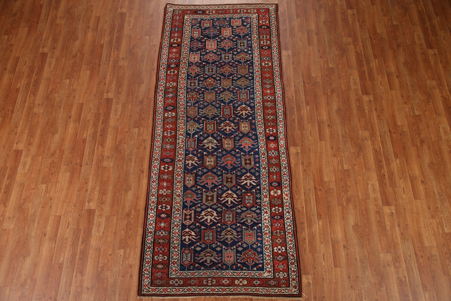 Pre-1900 Antique Kazak Oriental Runner Rug 4x9