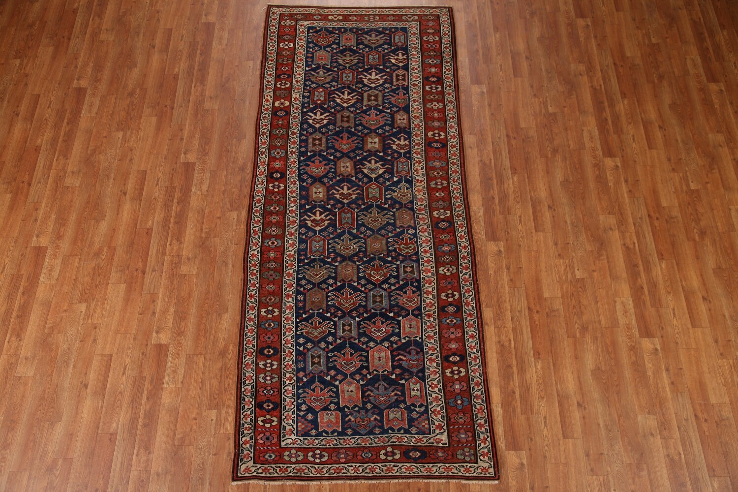 Pre-1900 Antique Kazak Oriental Runner Rug 4x9