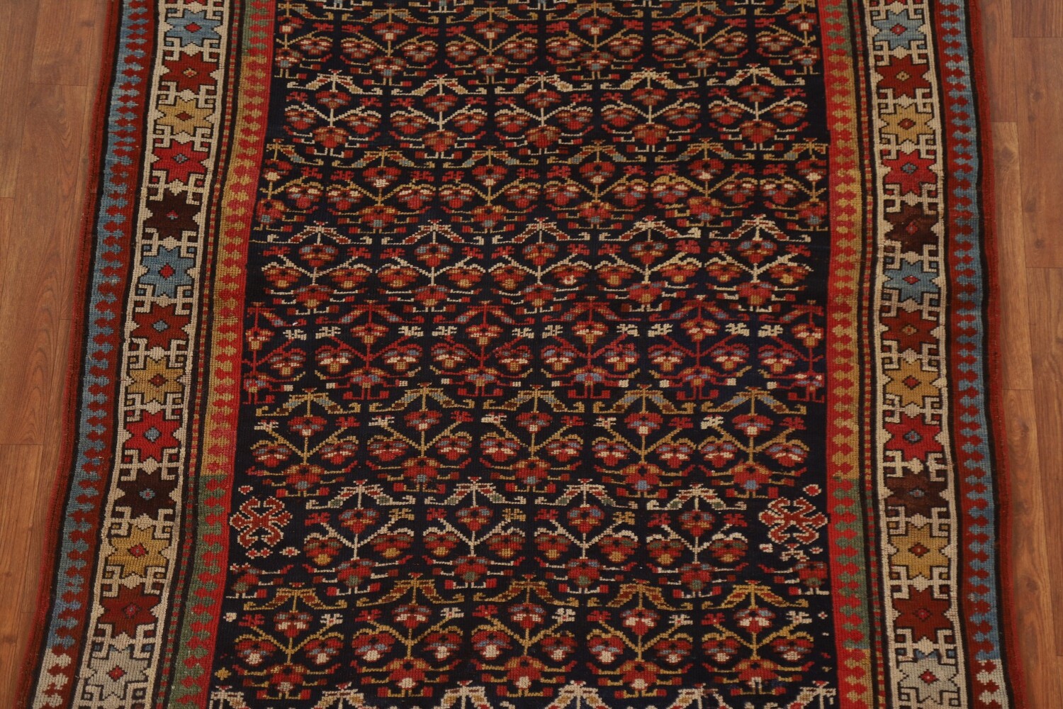 Pre-1900 Antique Vegetable Dye Kazak Oriental Rug 4x9