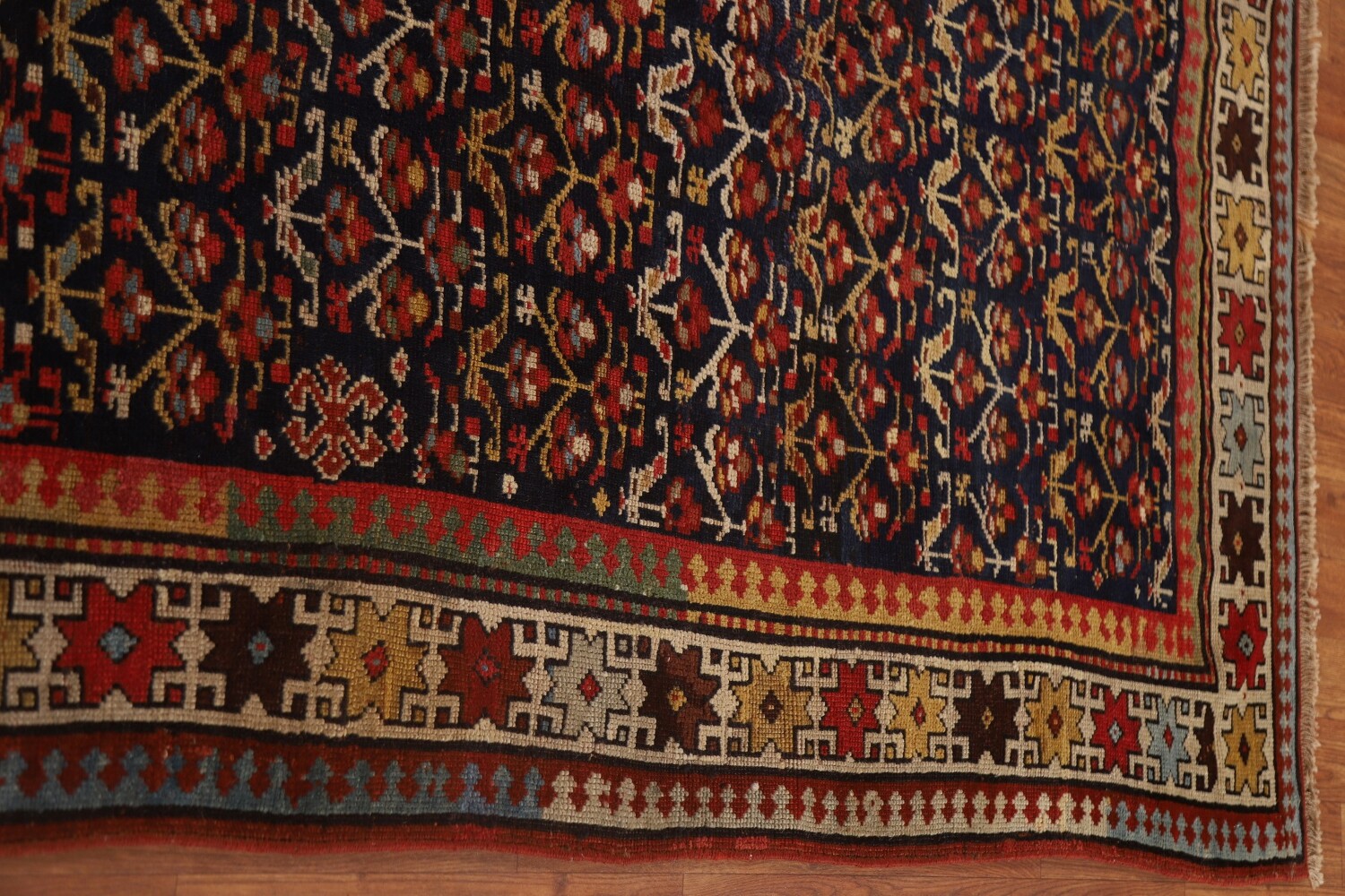 Pre-1900 Antique Vegetable Dye Kazak Oriental Rug 4x9