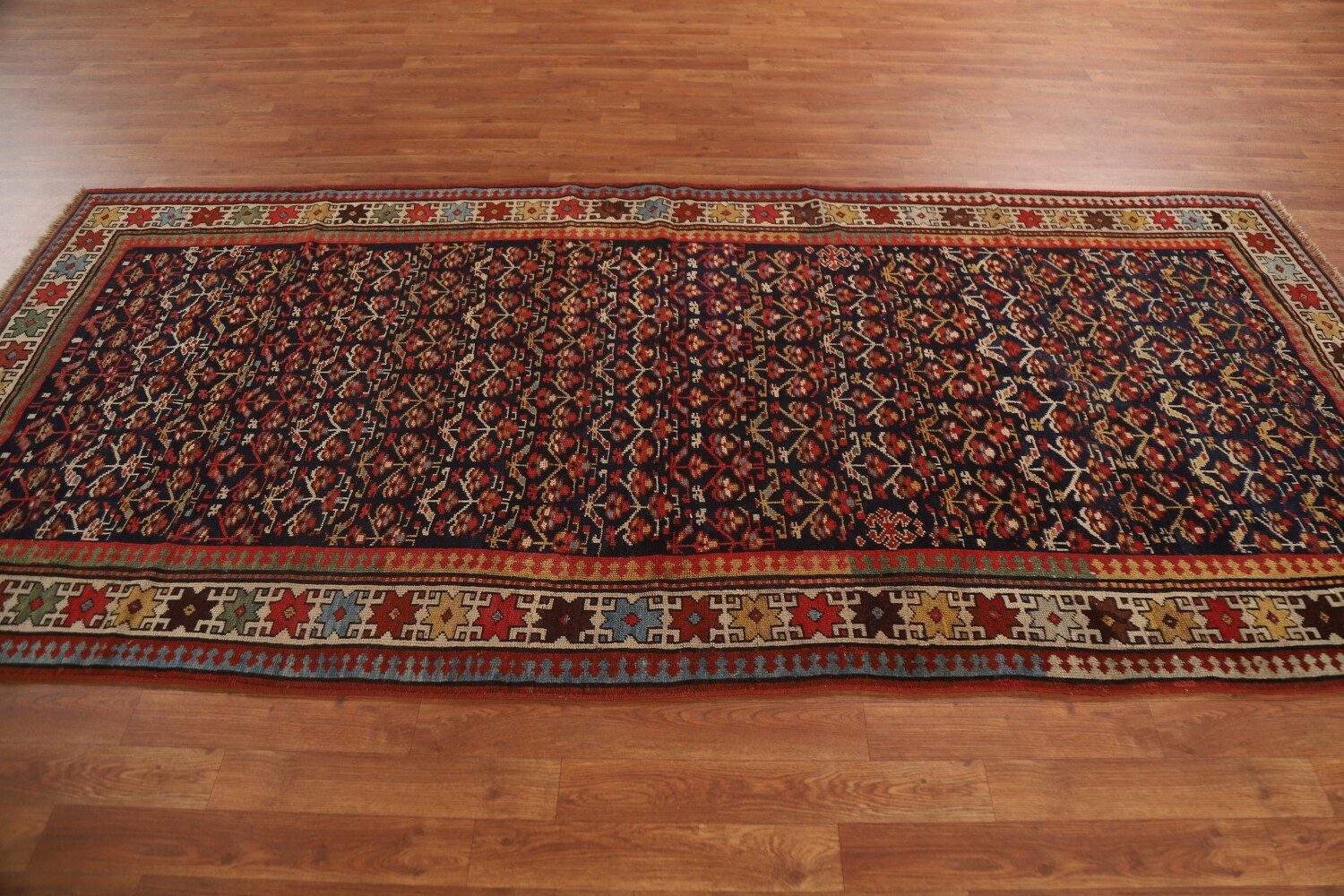Pre-1900 Antique Vegetable Dye Kazak Oriental Rug 4x9