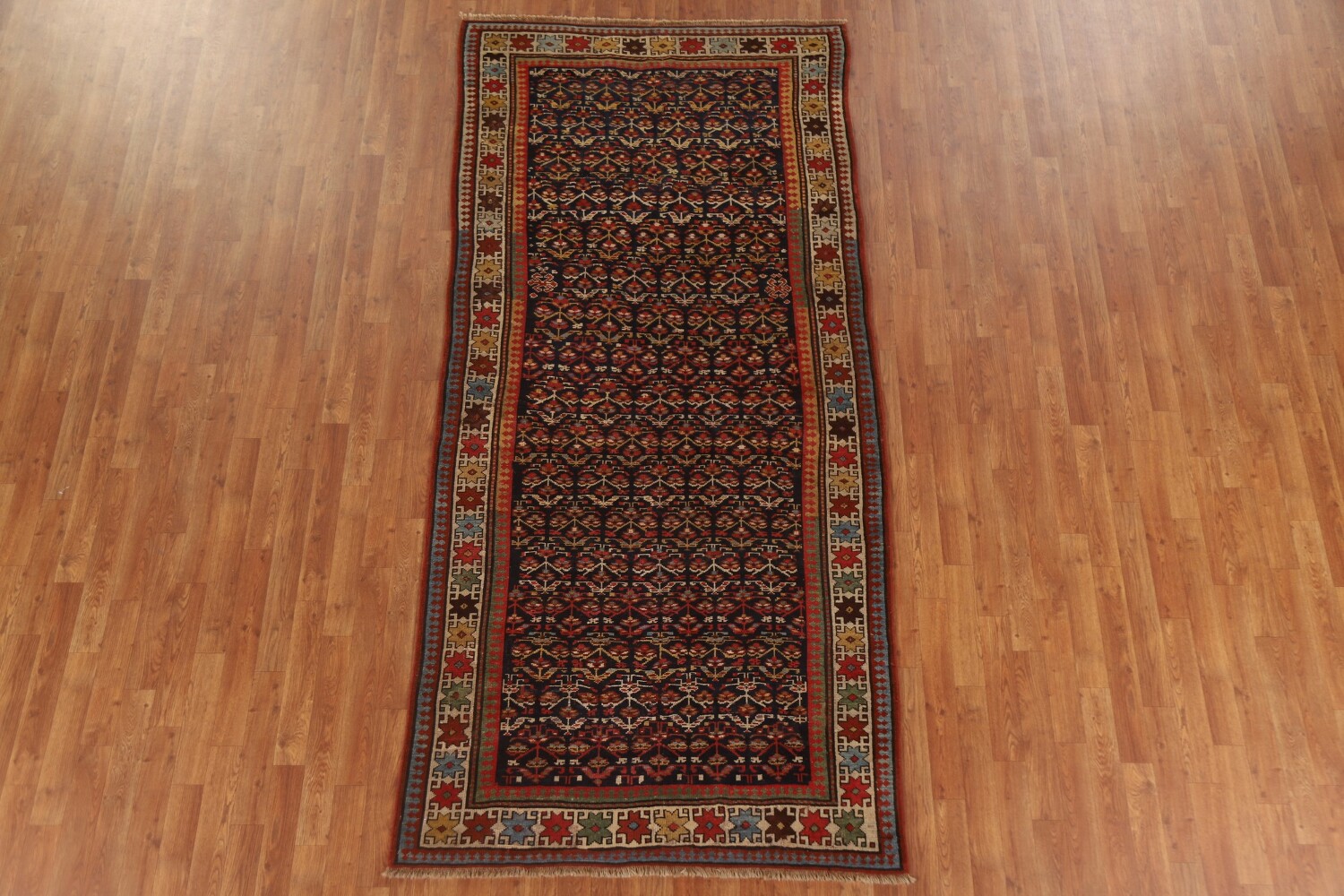 Pre-1900 Antique Vegetable Dye Kazak Oriental Rug 4x9
