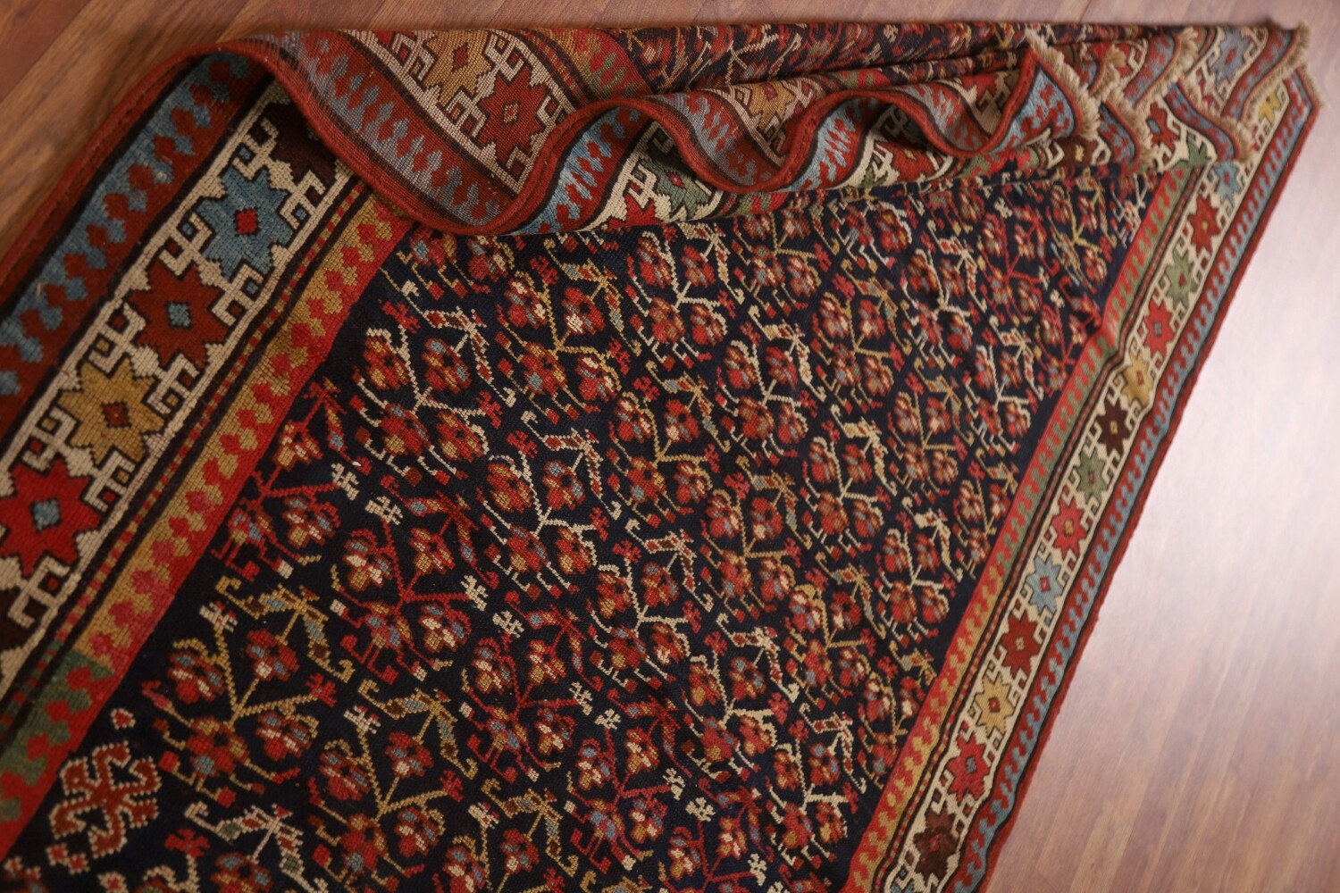 Pre-1900 Antique Vegetable Dye Kazak Oriental Rug 4x9