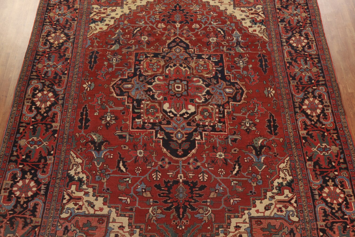 Pre-1900 Antique Vegetable Dye Heriz Serapi Persian Rug 11x13