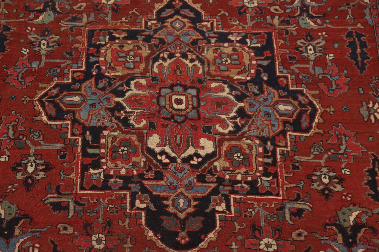 Pre-1900 Antique Vegetable Dye Heriz Serapi Persian Rug 11x13