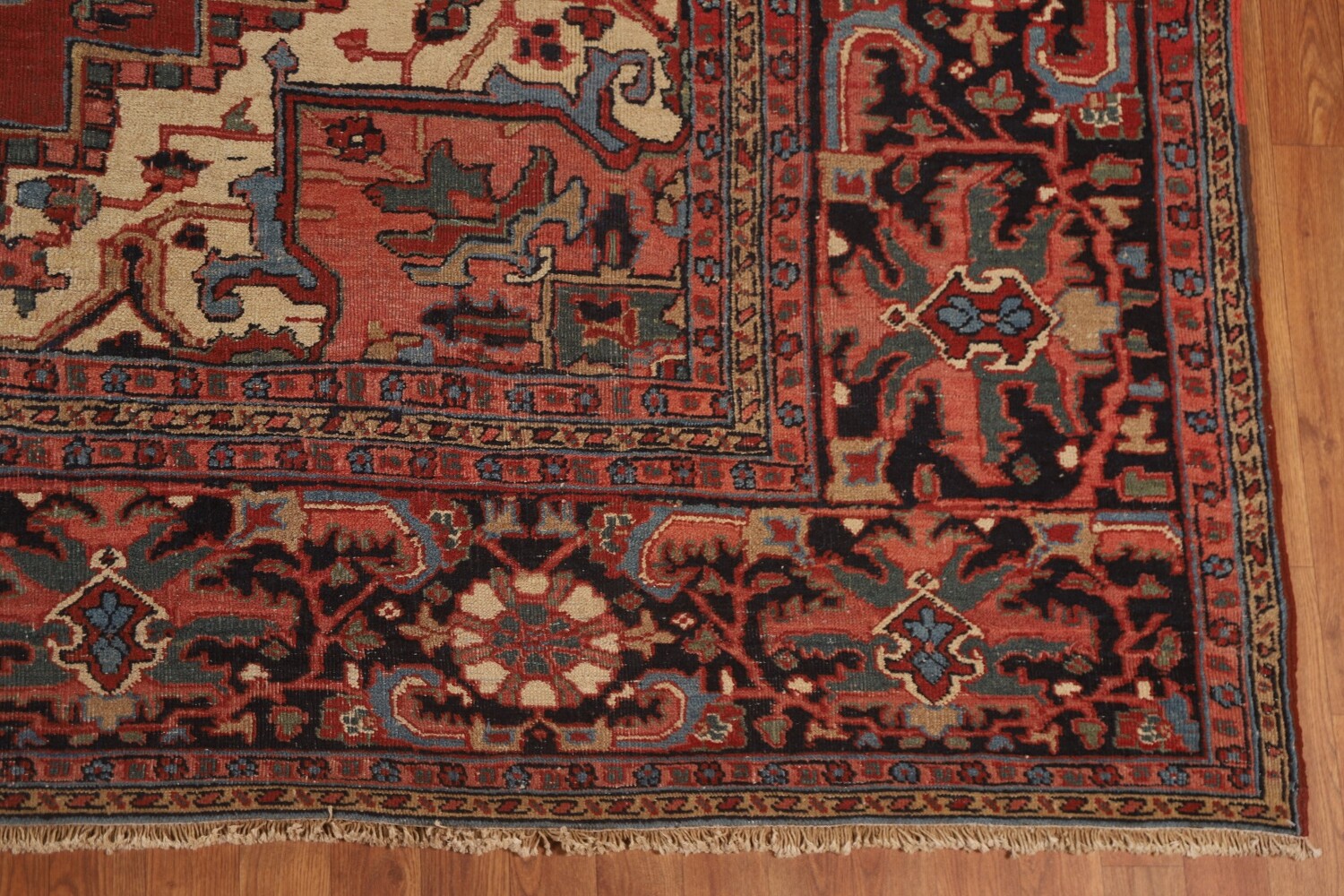 Pre-1900 Antique Vegetable Dye Heriz Serapi Persian Rug 11x13