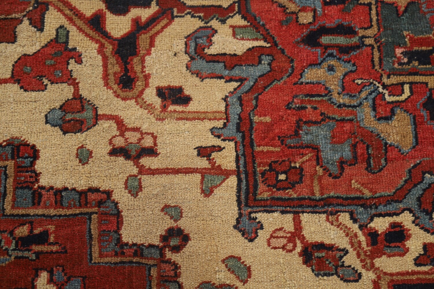 Pre-1900 Antique Vegetable Dye Heriz Serapi Persian Rug 11x13