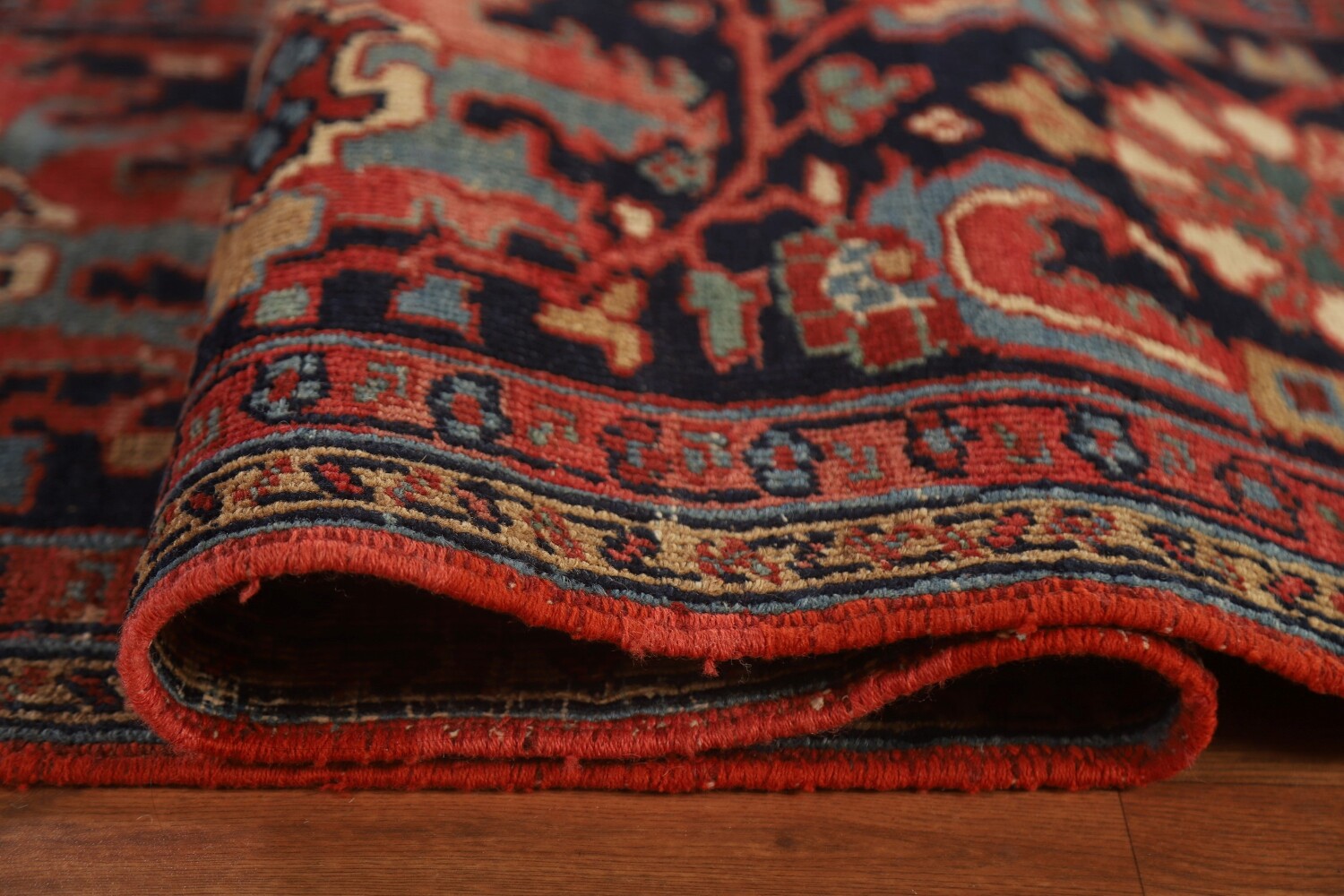 Pre-1900 Antique Vegetable Dye Heriz Serapi Persian Rug 11x13