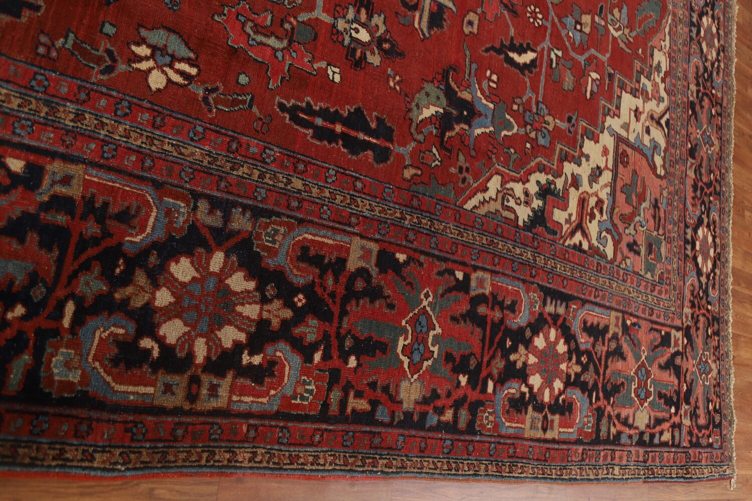 Pre-1900 Antique Vegetable Dye Heriz Serapi Persian Rug 11x13