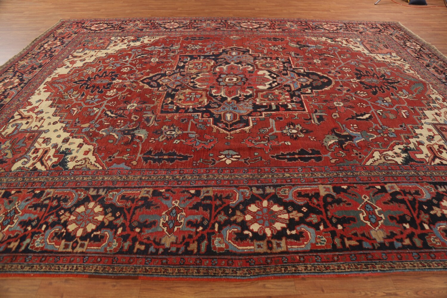 Pre-1900 Antique Vegetable Dye Heriz Serapi Persian Rug 11x13