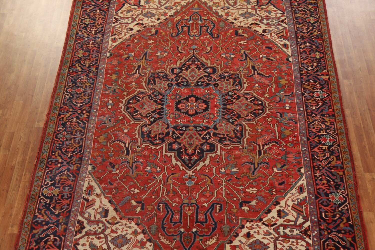 Pre-1900 Antique Vegetable Dye Heriz Serapi Persian Rug 9x14