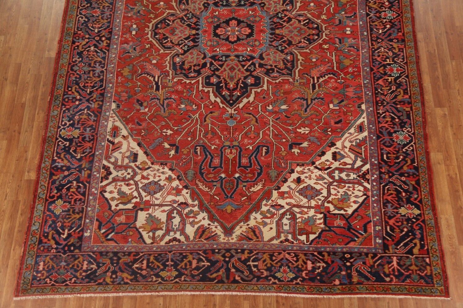 Pre-1900 Antique Vegetable Dye Heriz Serapi Persian Rug 9x14