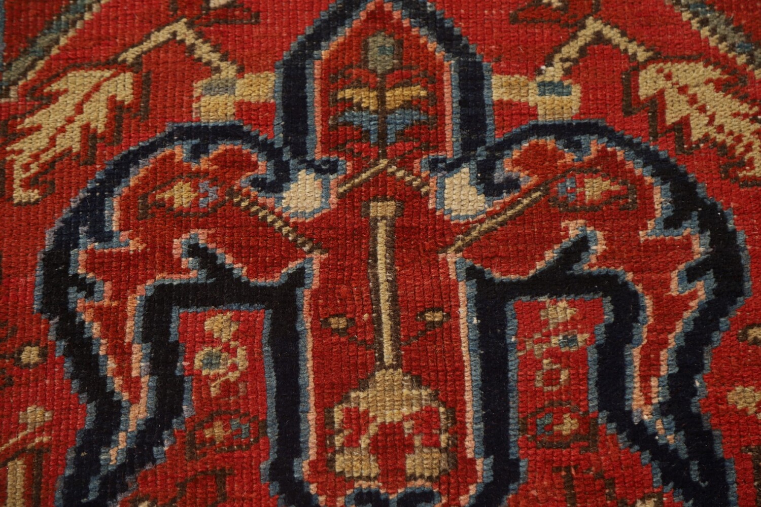 Pre-1900 Antique Vegetable Dye Heriz Serapi Persian Rug 9x14