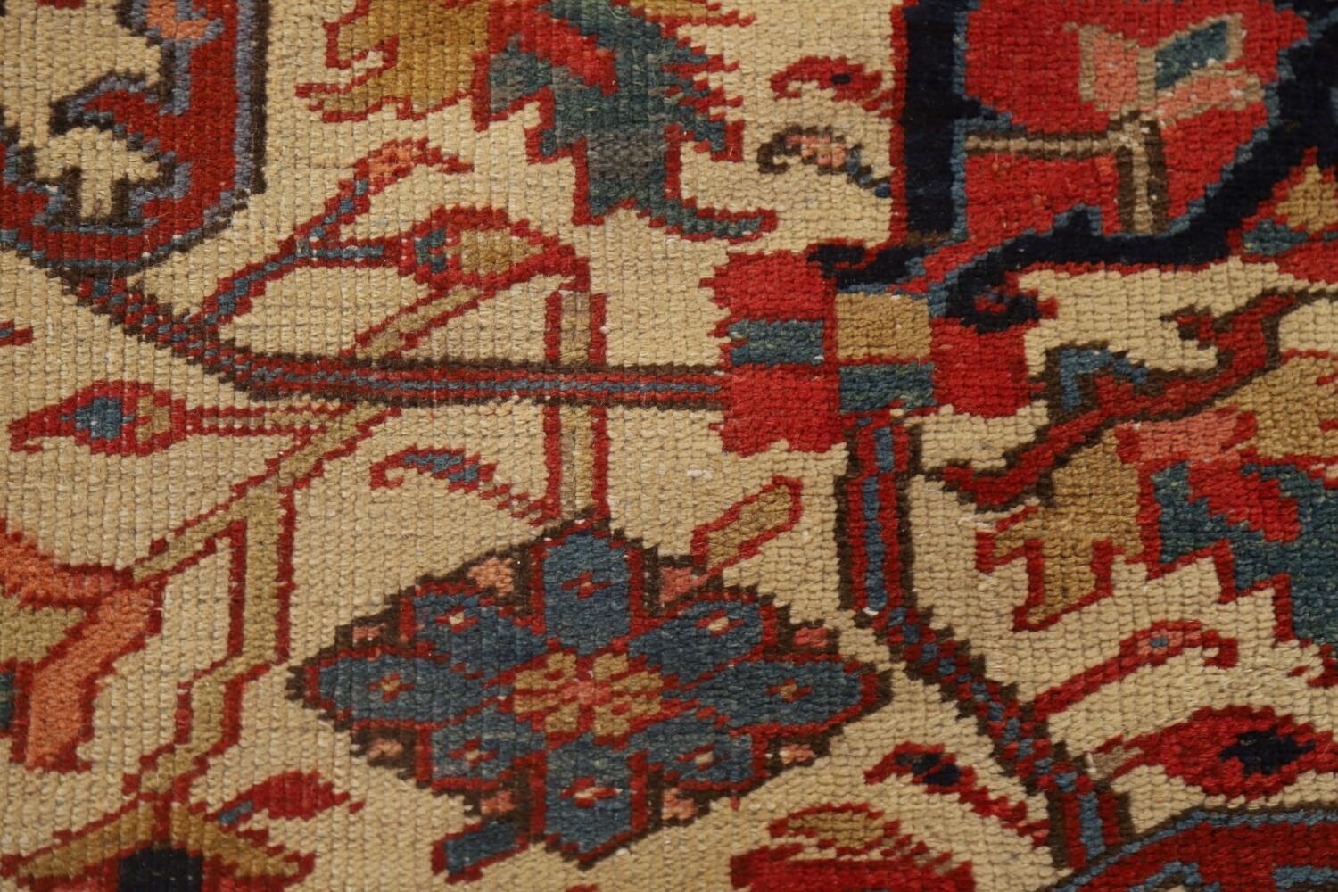 Pre-1900 Antique Vegetable Dye Heriz Serapi Persian Rug 9x14