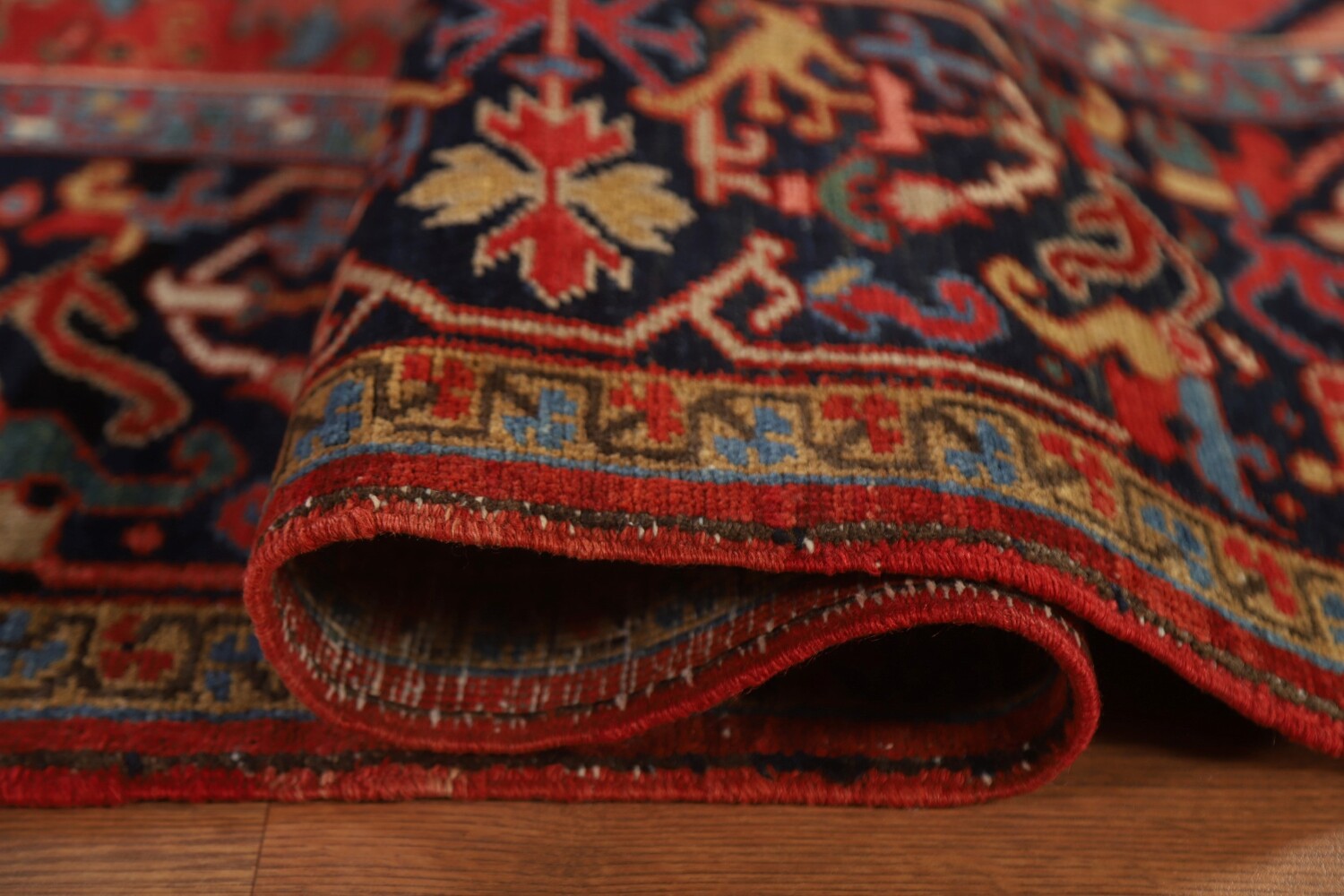 Pre-1900 Antique Vegetable Dye Heriz Serapi Persian Rug 9x14