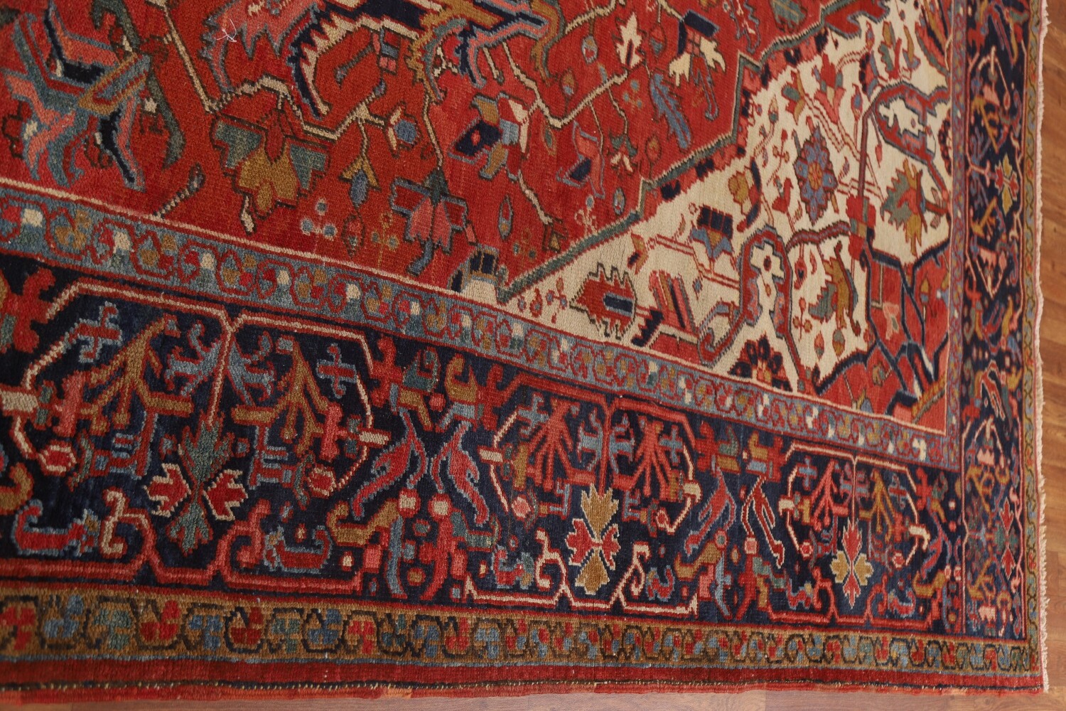 Pre-1900 Antique Vegetable Dye Heriz Serapi Persian Rug 9x14