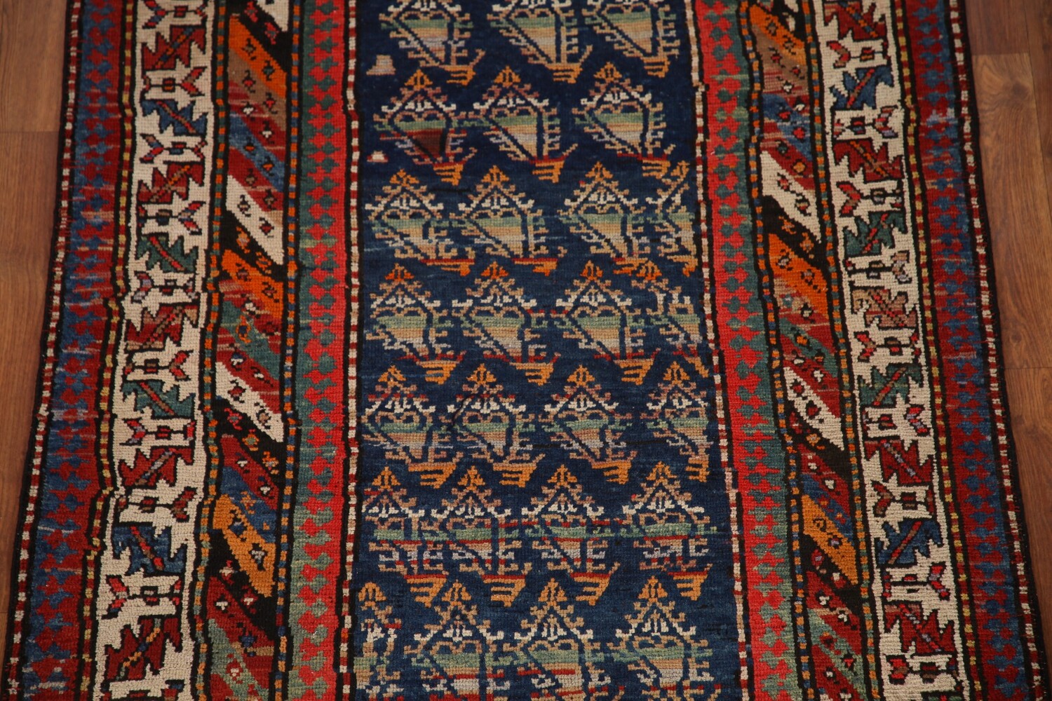 Pre-1900 Antique Vegetable Dye Kazak Oriental Rug 4x15