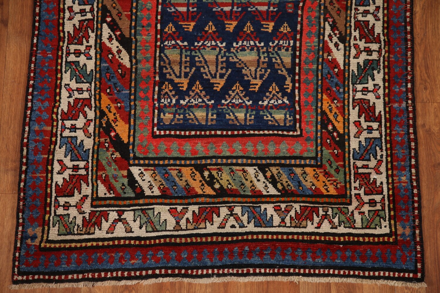 Pre-1900 Antique Vegetable Dye Kazak Oriental Rug 4x15