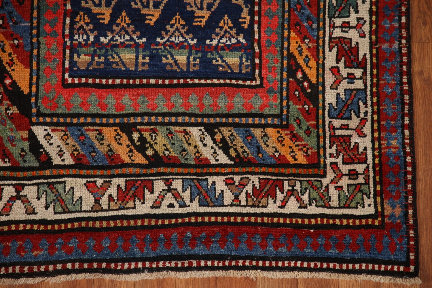 Pre-1900 Antique Vegetable Dye Kazak Oriental Rug 4x15