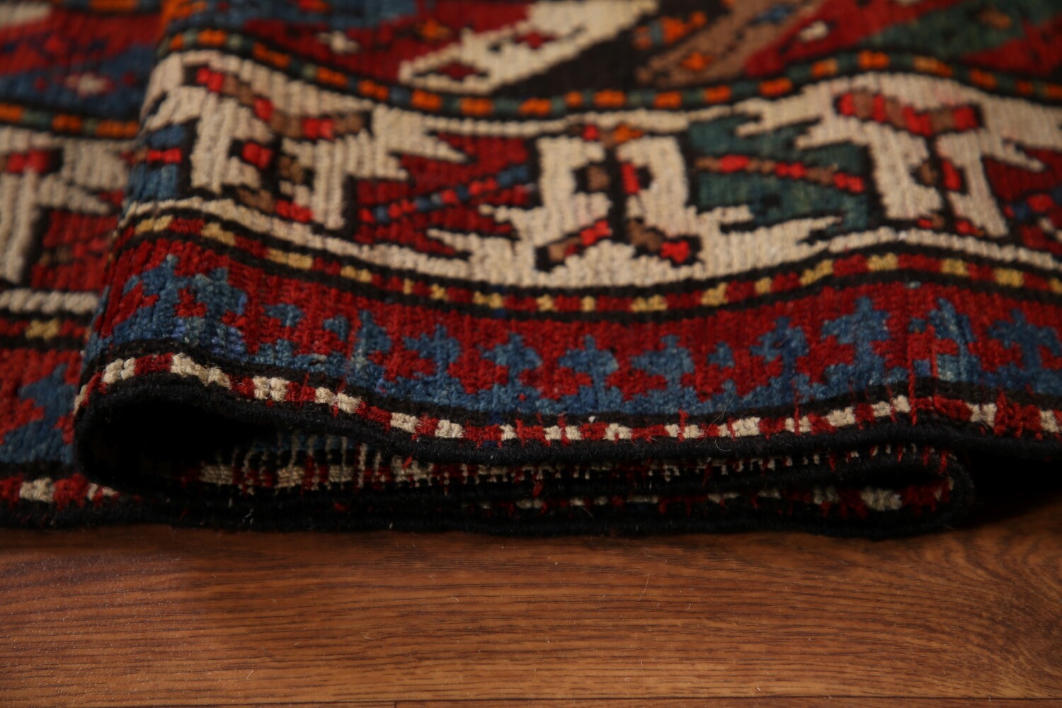 Pre-1900 Antique Vegetable Dye Kazak Oriental Rug 4x15