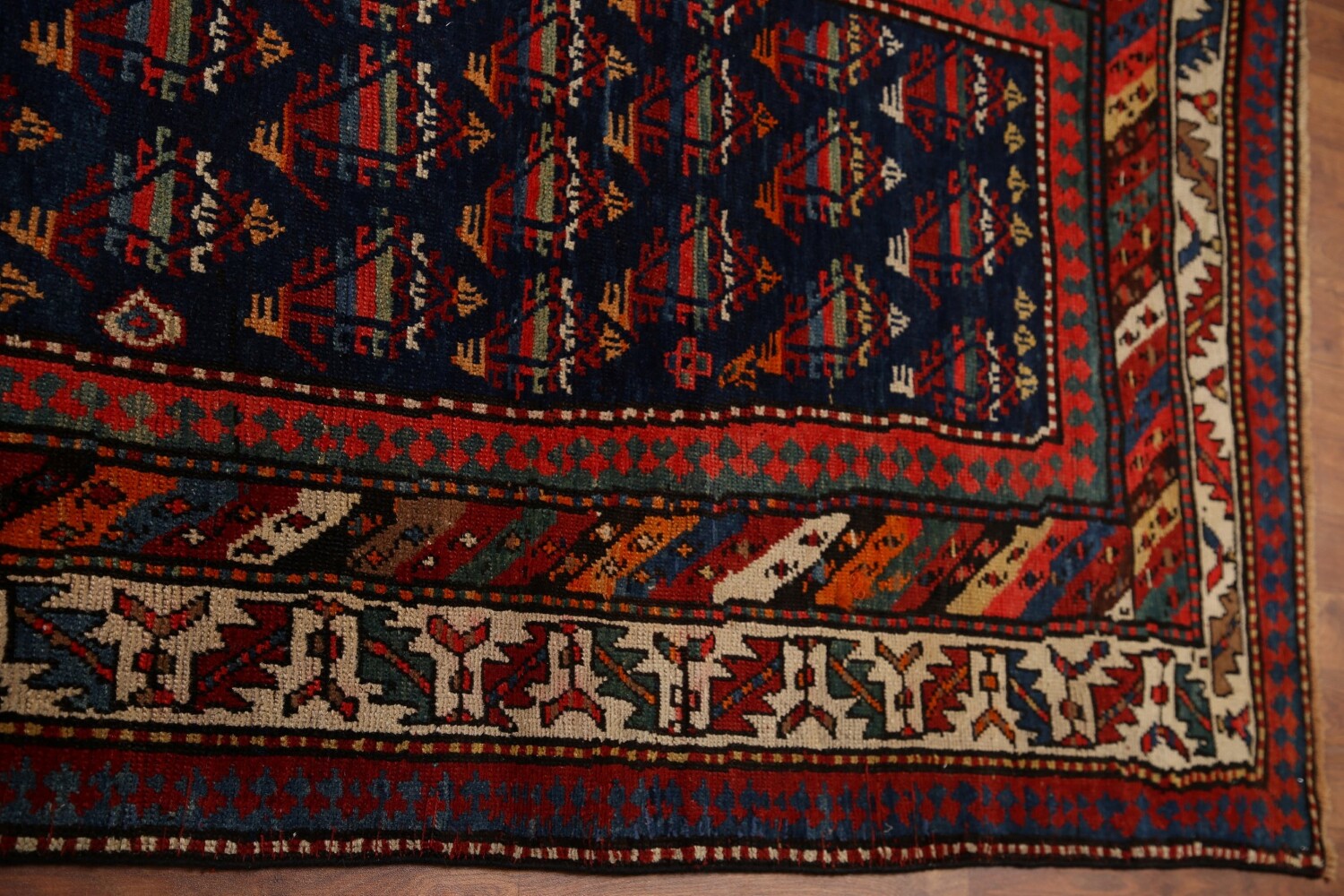 Pre-1900 Antique Vegetable Dye Kazak Oriental Rug 4x15