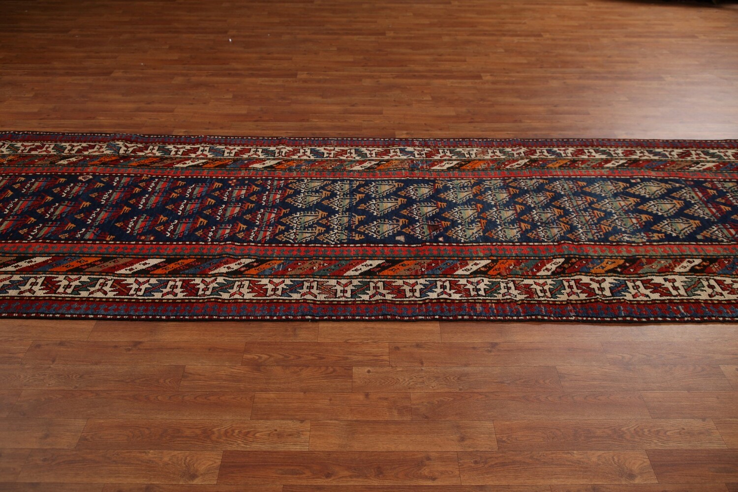 Pre-1900 Antique Vegetable Dye Kazak Oriental Rug 4x15