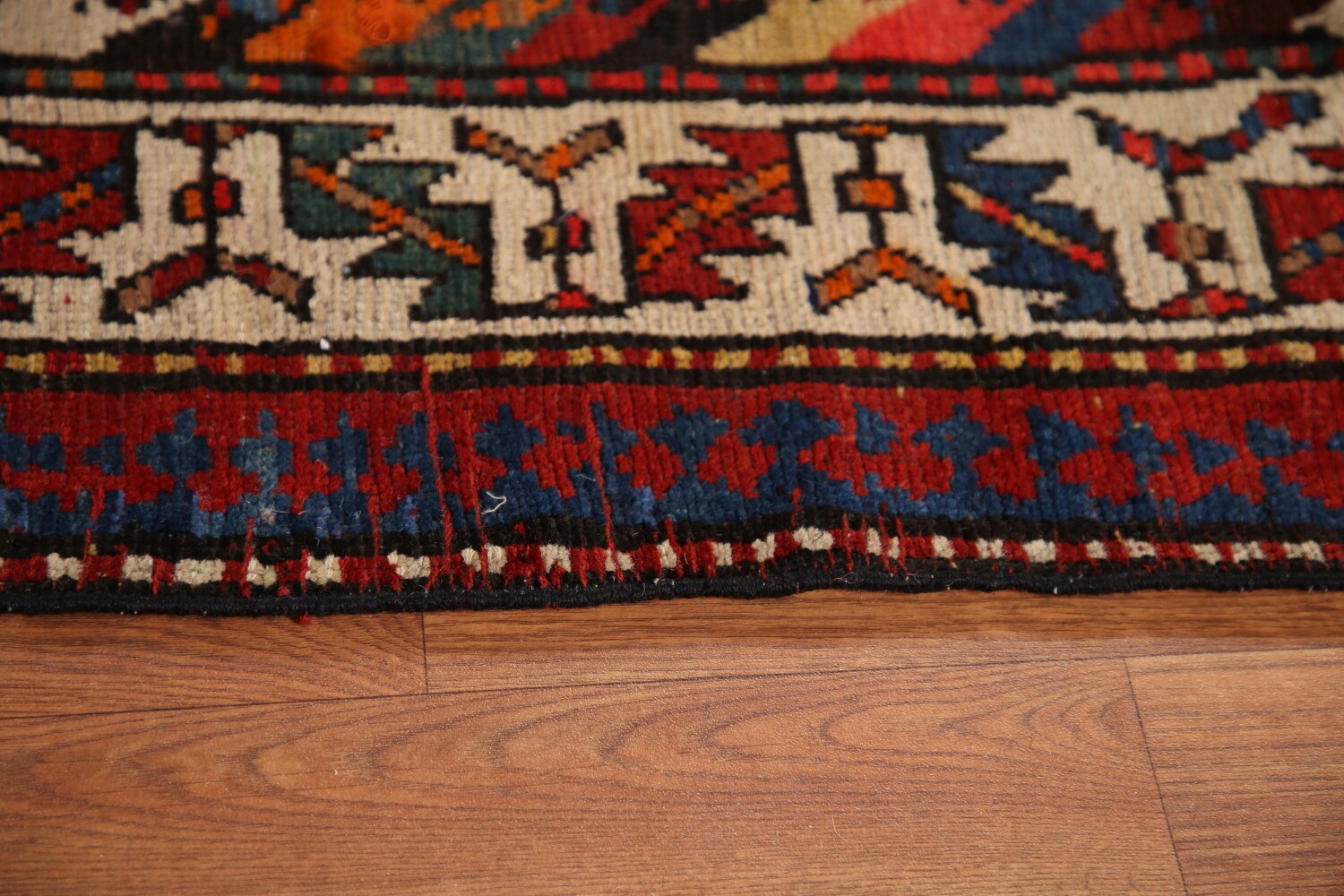 Pre-1900 Antique Vegetable Dye Kazak Oriental Rug 4x15