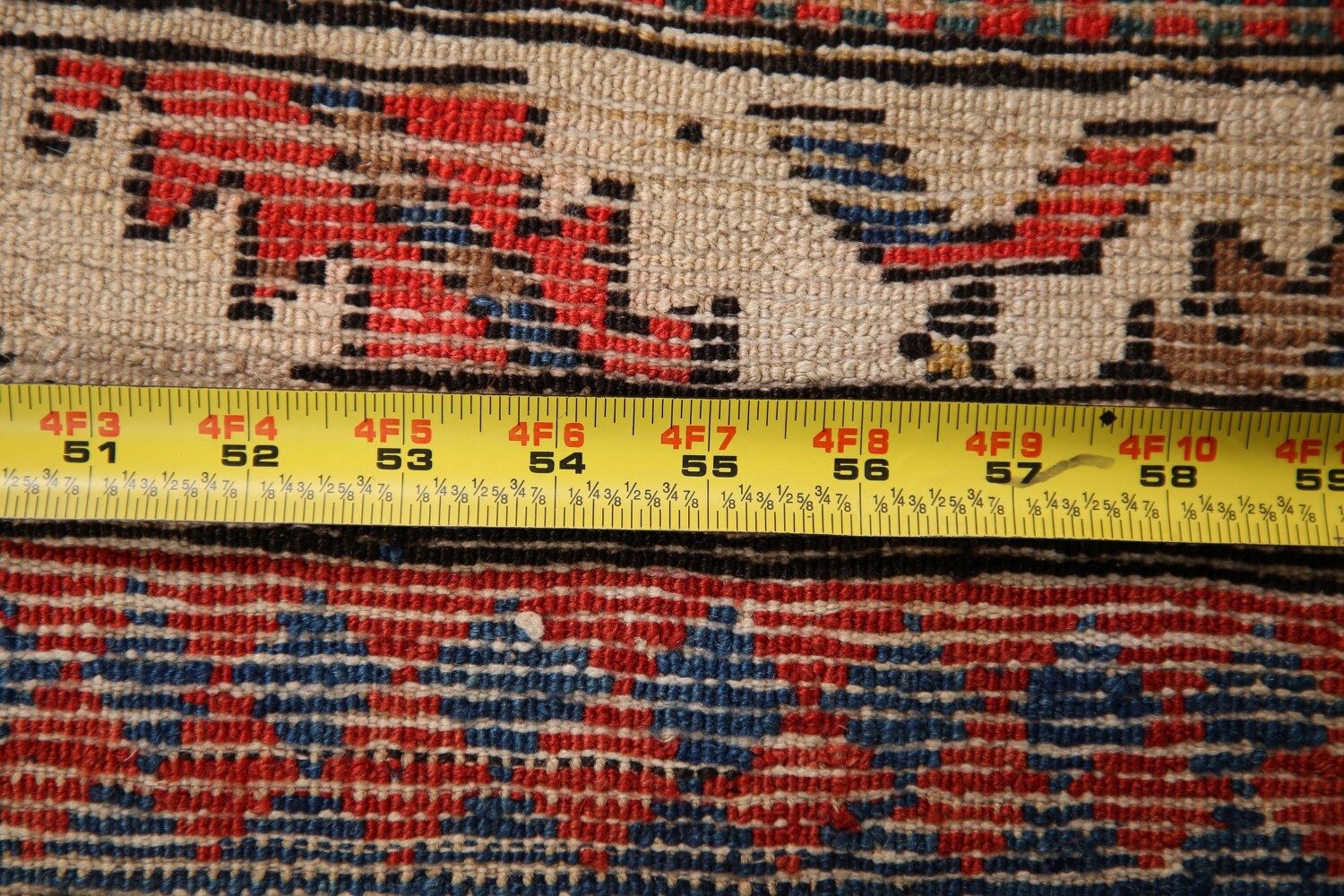 Pre-1900 Antique Vegetable Dye Kazak Oriental Rug 4x15