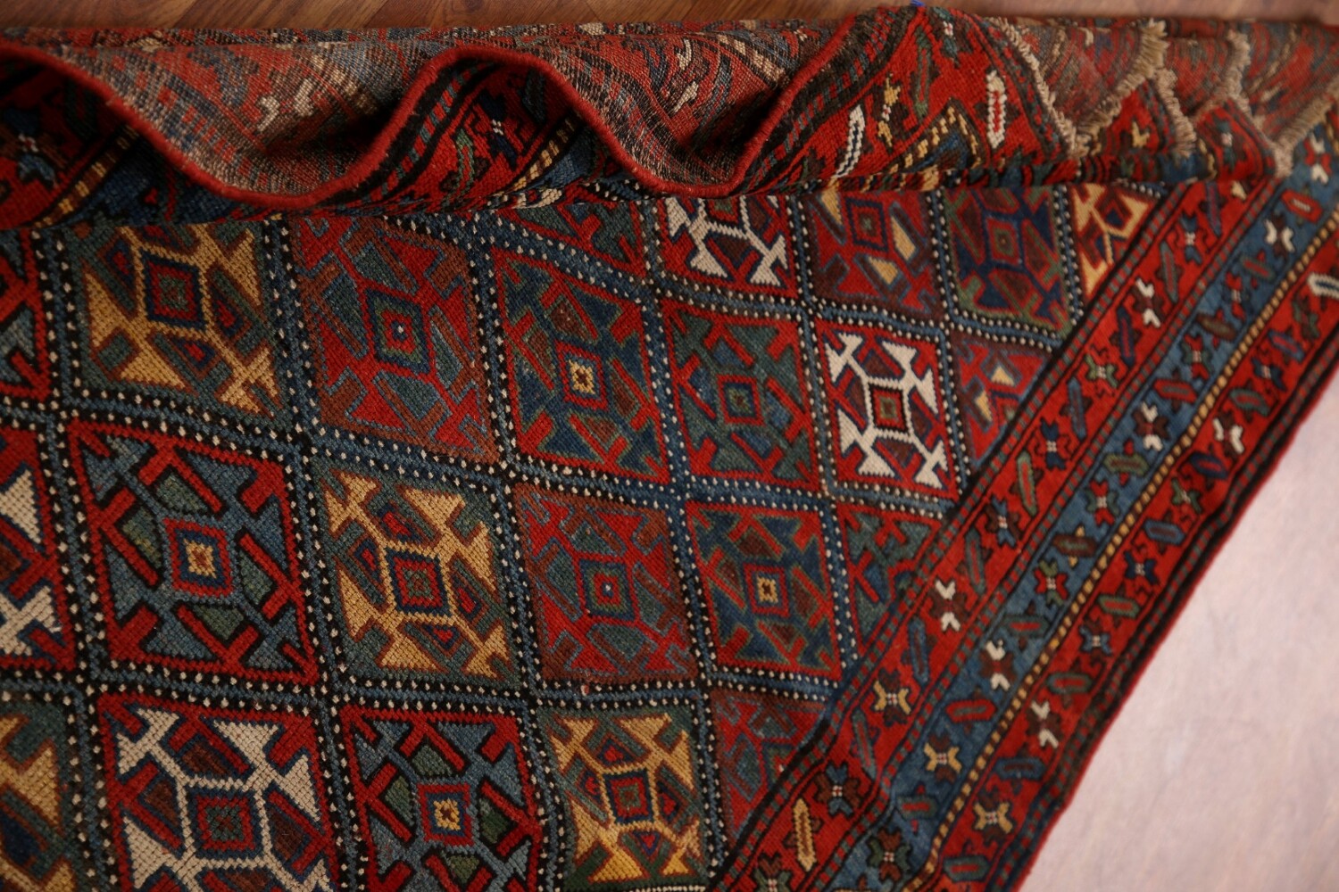 Pre-1900 Antique Vegetable Dye Kazak Oriental Rug 4x8