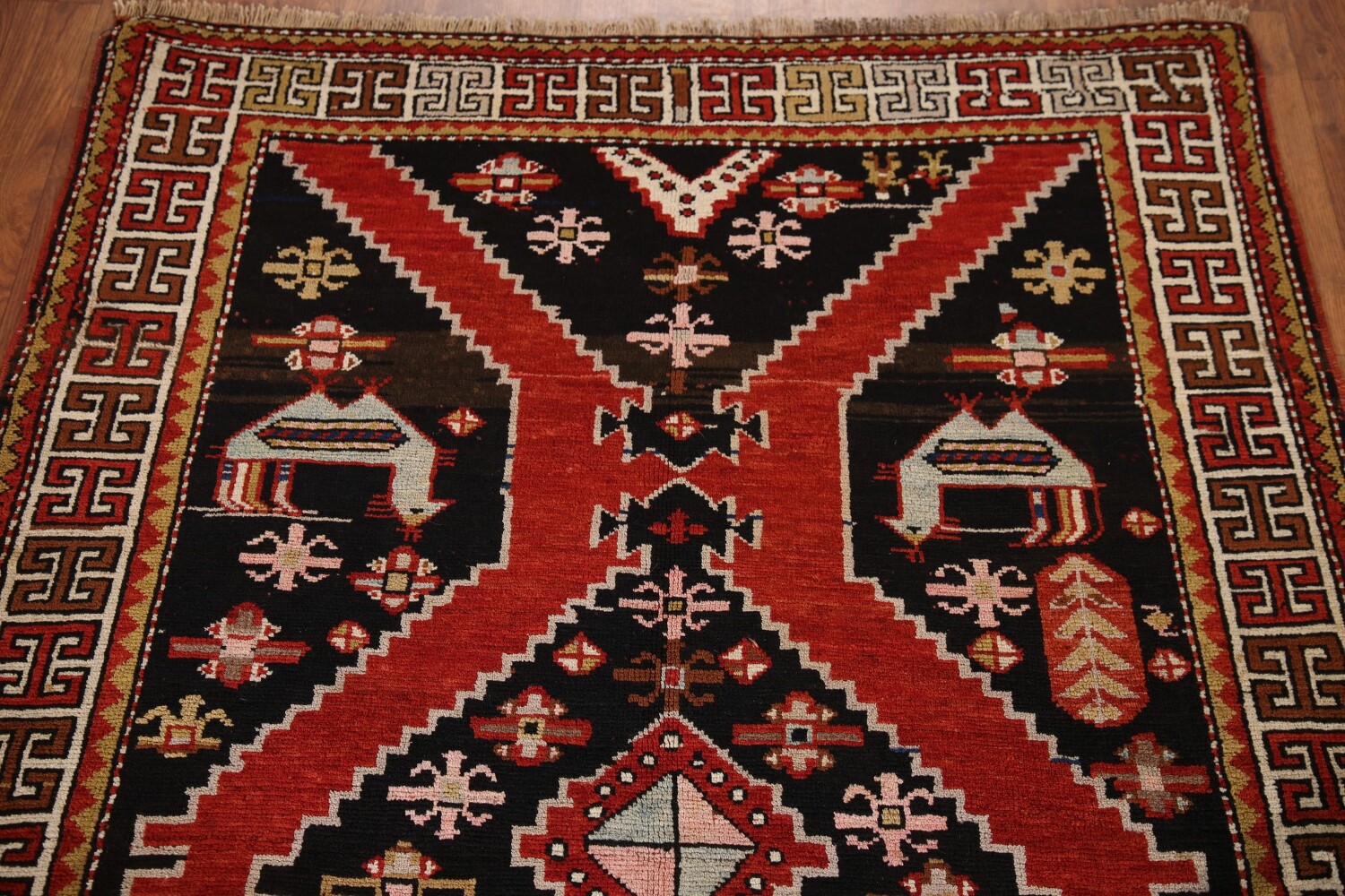 100% Vegetable Dye Antique Shirvan Oriental Area Rug 4x8
