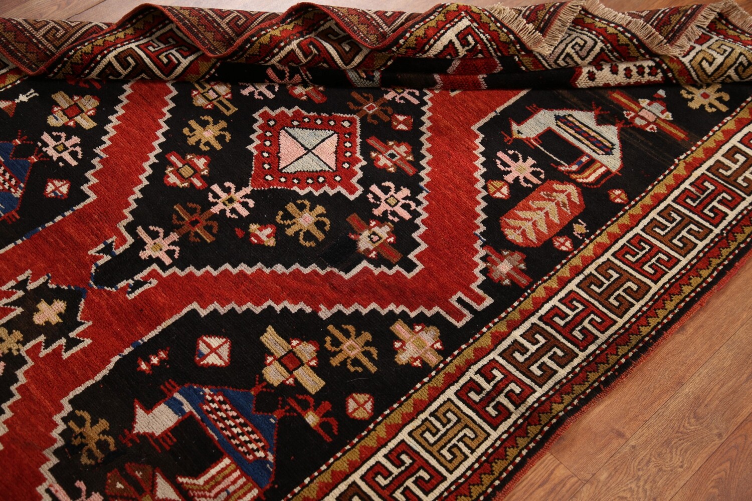 100% Vegetable Dye Antique Shirvan Oriental Area Rug 4x8
