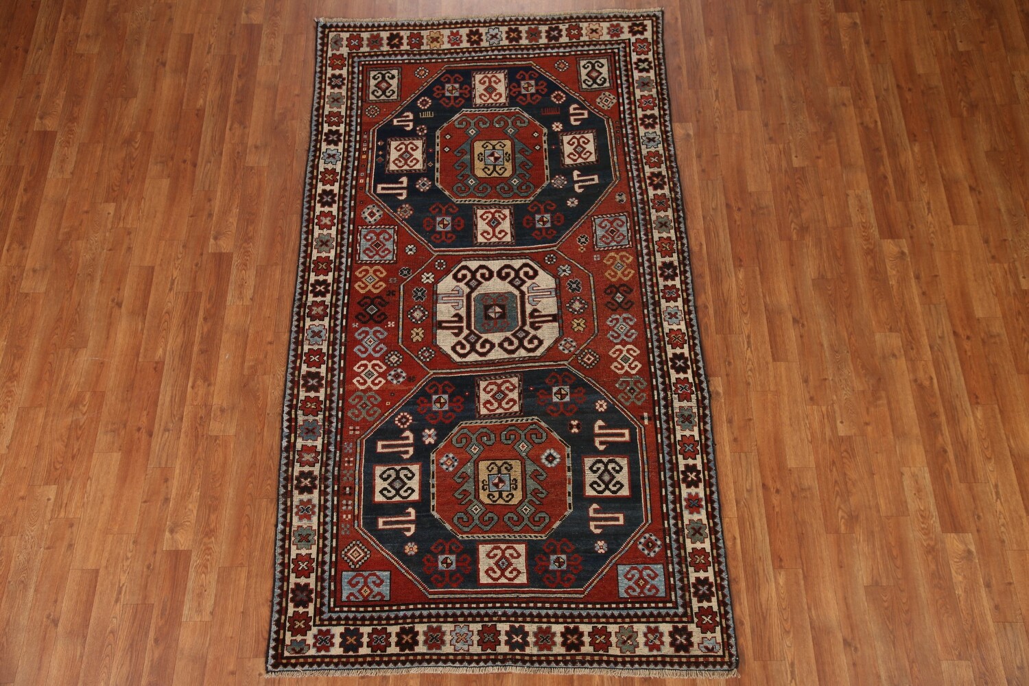 Pre-1900 Antique Vegetable Dye Kazak Oriental Area Rug 4x8