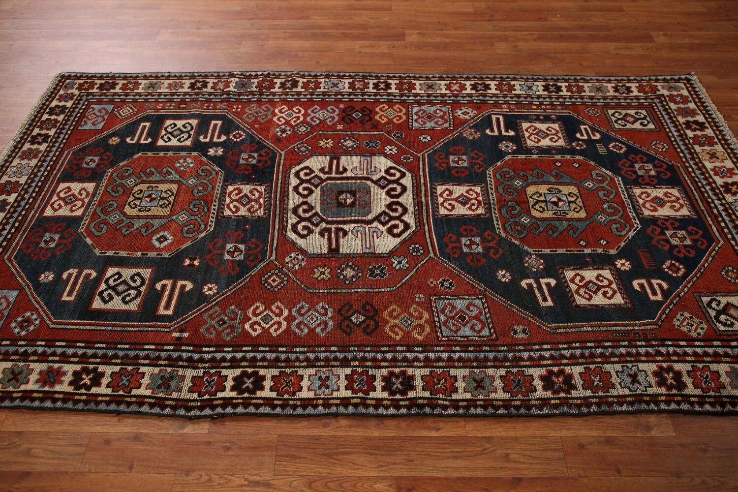 Pre-1900 Antique Vegetable Dye Kazak Oriental Area Rug 4x8