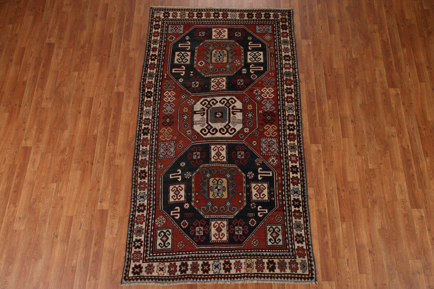 Pre-1900 Antique Vegetable Dye Kazak Oriental Area Rug 4x8