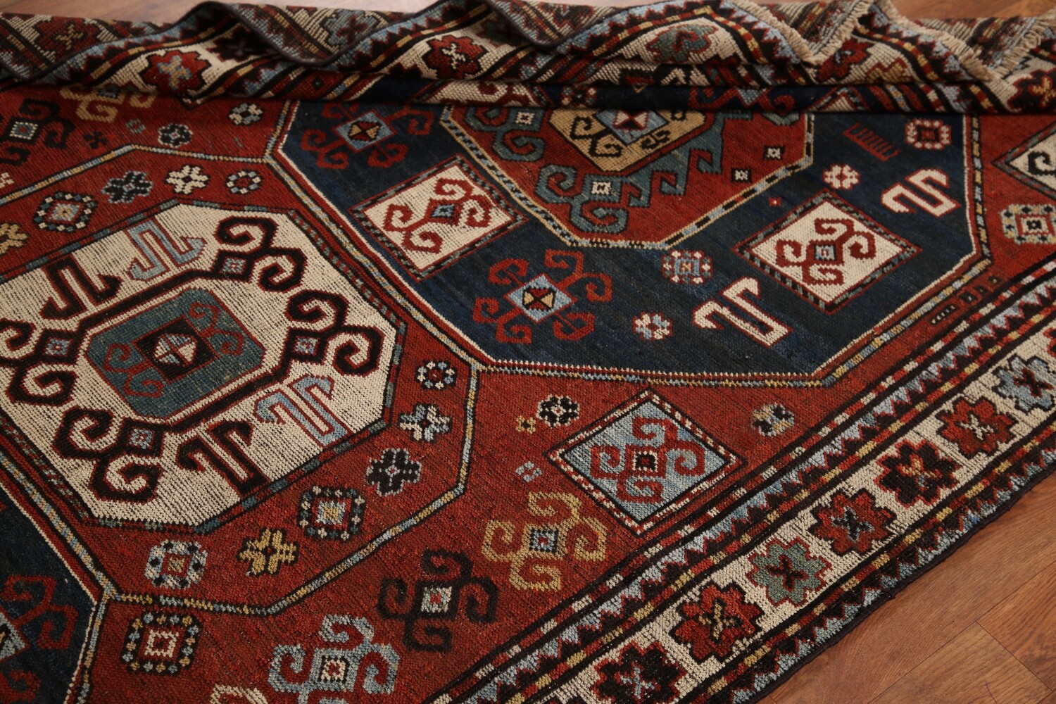 Pre-1900 Antique Vegetable Dye Kazak Oriental Area Rug 4x8