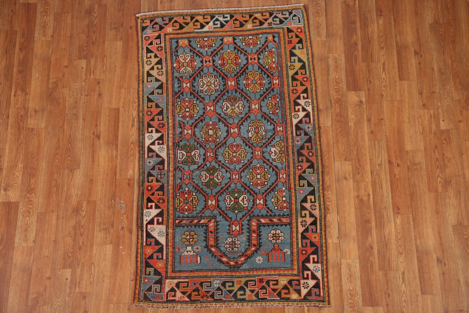 Pre-1900 Antique Vegetable Dye Kazak Oriental Area Rug 3x5