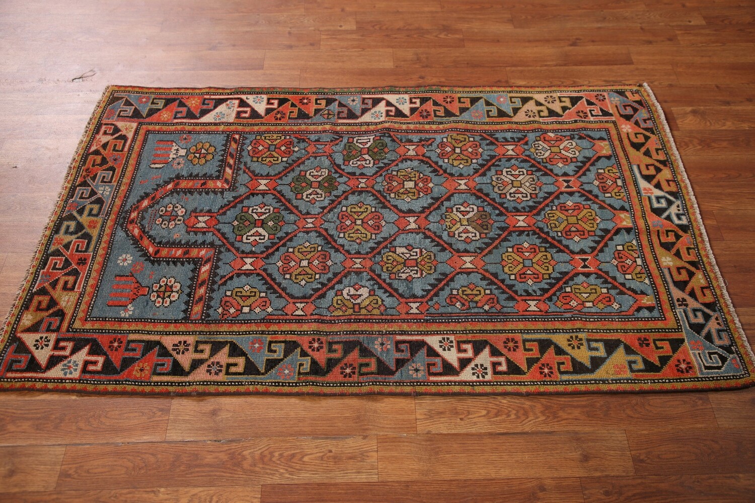 Pre-1900 Antique Vegetable Dye Kazak Oriental Area Rug 3x5