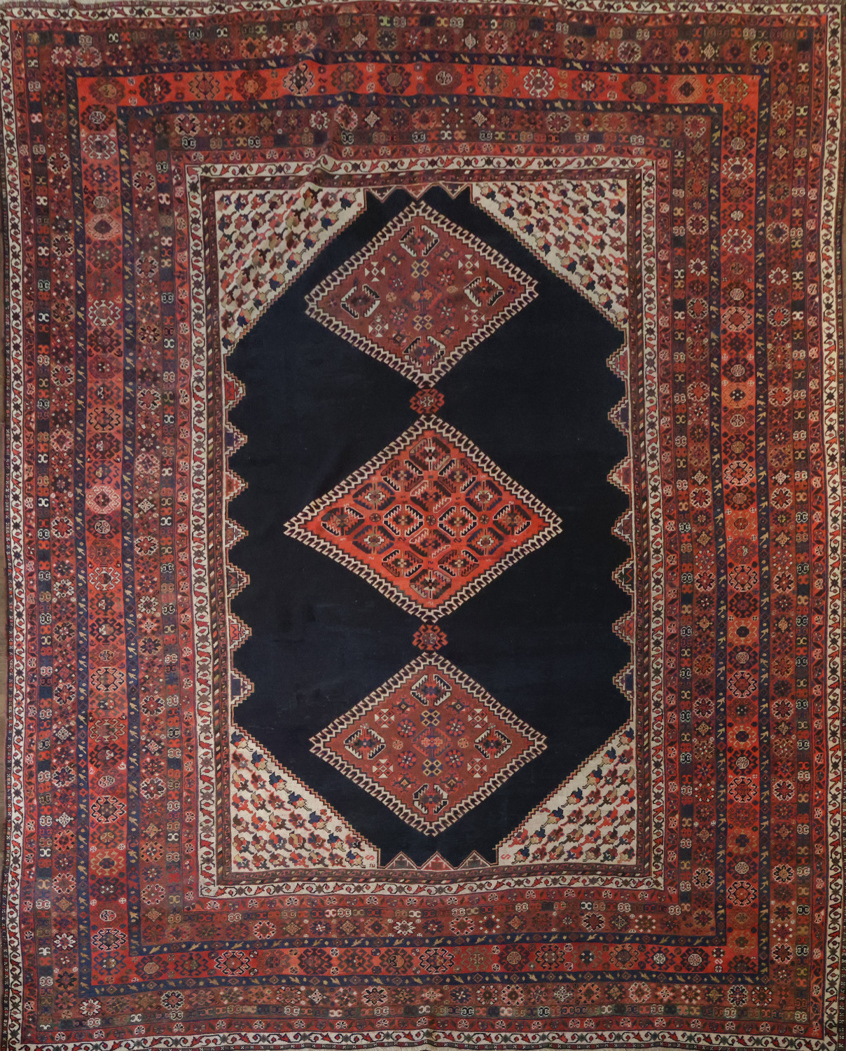 Pre-1900 Antique Vegetable Dye Ghashghaie Persian Area Rug 10x13