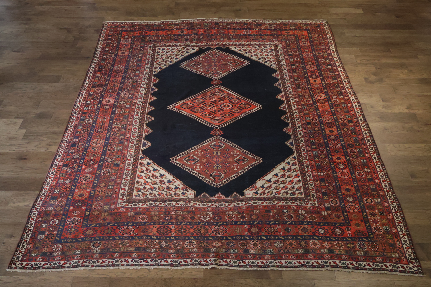 Pre-1900 Antique Vegetable Dye Ghashghaie Persian Area Rug 10x13