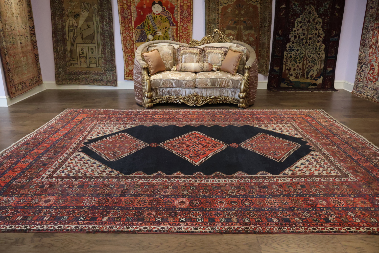 Pre-1900 Antique Vegetable Dye Ghashghaie Persian Area Rug 10x13