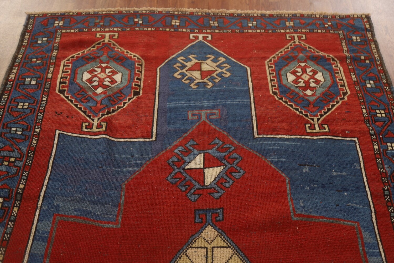 Pre-1900 Antique Vegetable Dye Kazak Oriental Area Rug 4x7
