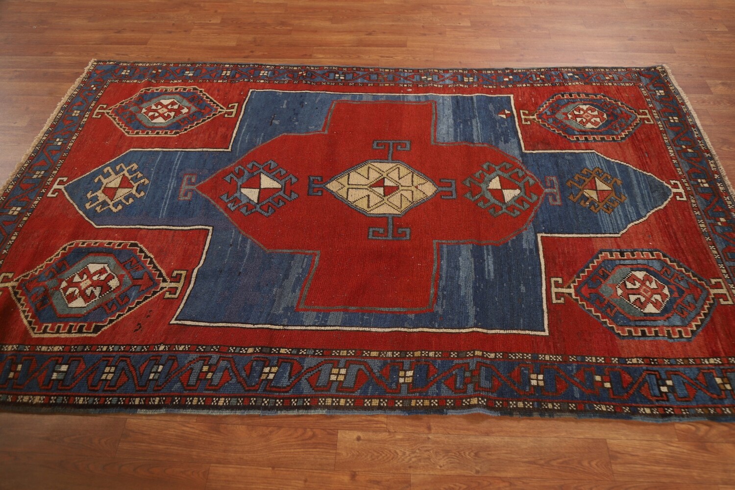 Pre-1900 Antique Vegetable Dye Kazak Oriental Area Rug 4x7