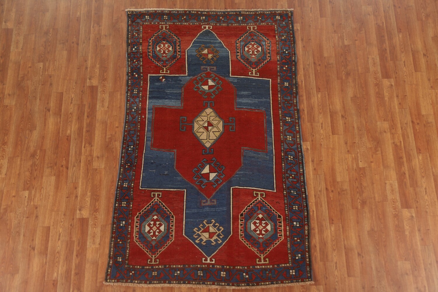 Pre-1900 Antique Vegetable Dye Kazak Oriental Area Rug 4x7
