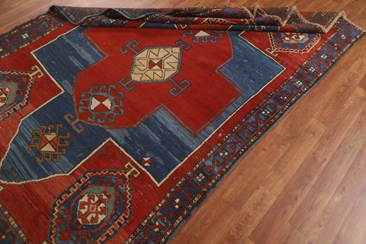 Pre-1900 Antique Vegetable Dye Kazak Oriental Area Rug 4x7