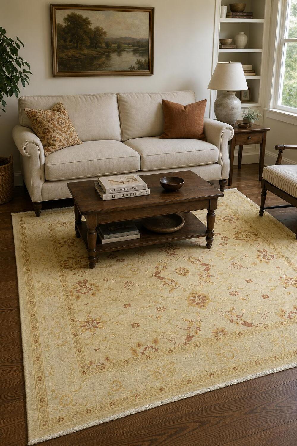 Elegant Traditional Peshawar Pakistan Rug with Subtle Floral Accents 6'x8'
