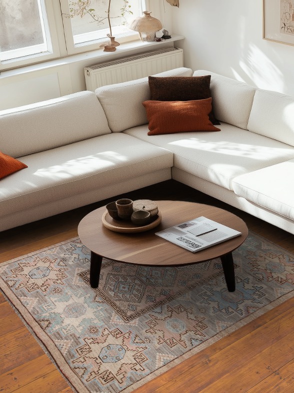 Vegetable Dye Oushak Turkish Area Rug 5x6