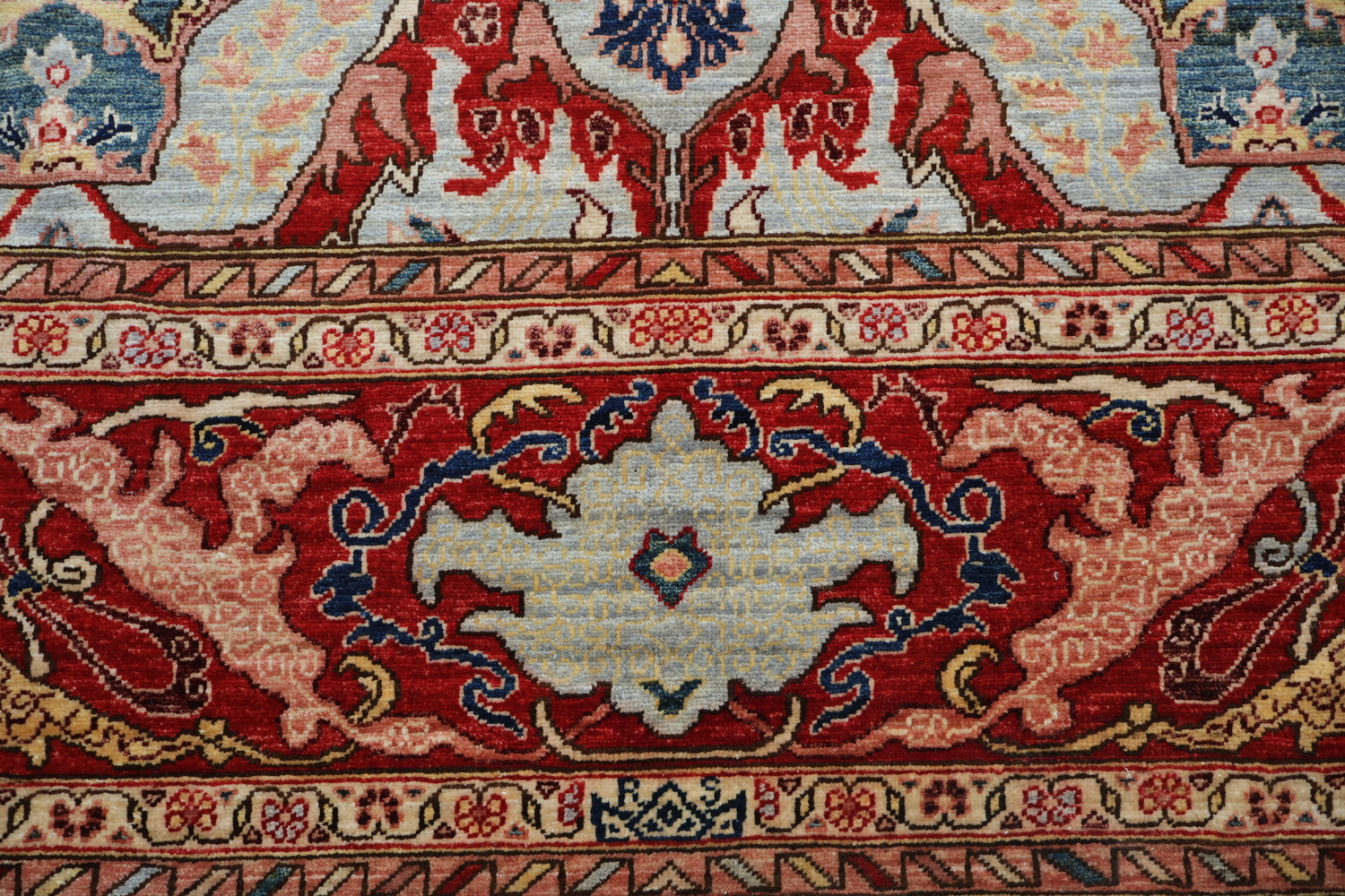 Vegetable Dye Blue and Red Ziegler All-Over Large Rug 10x14