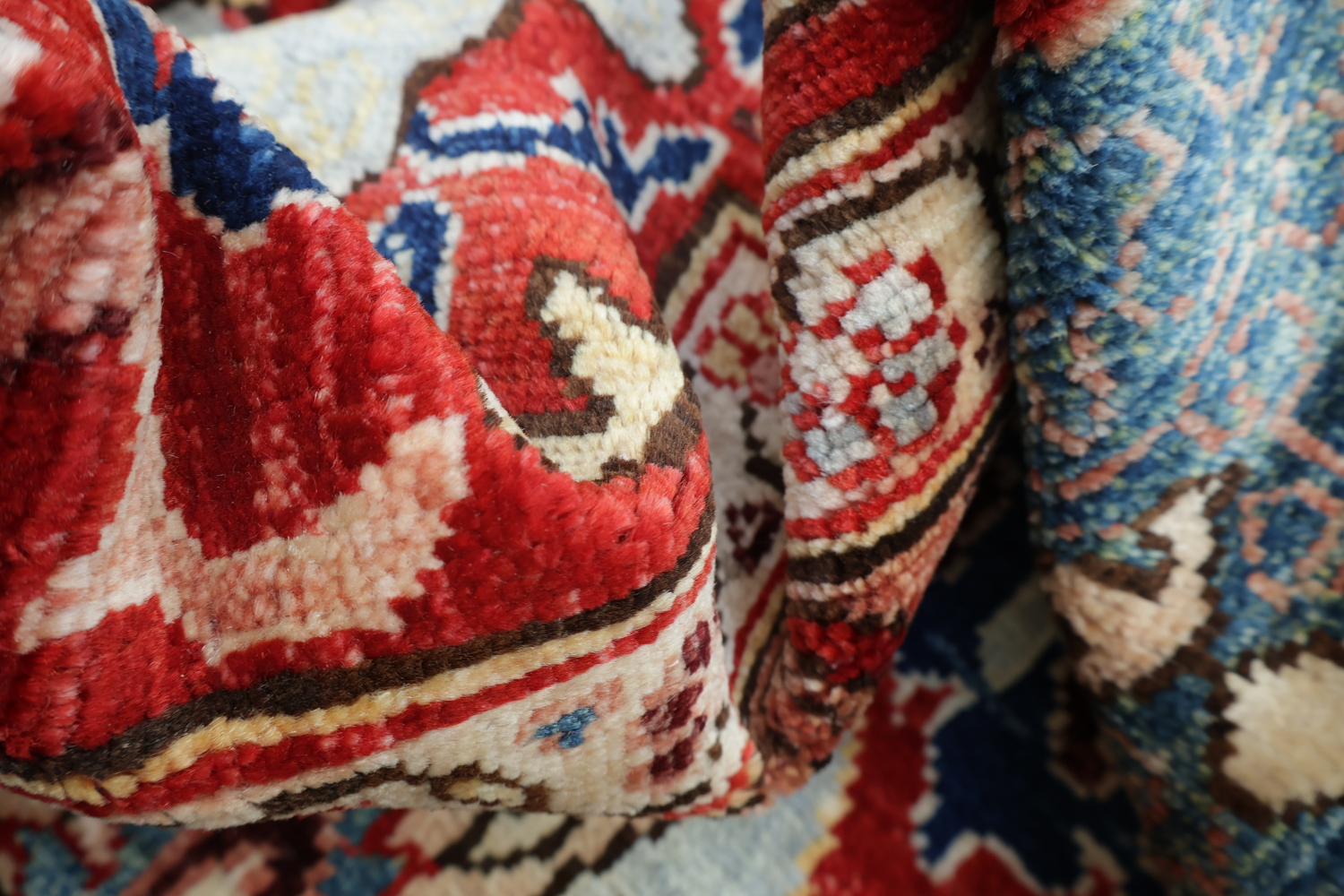 Vegetable Dye Blue and Red Ziegler All-Over Large Rug 10x14
