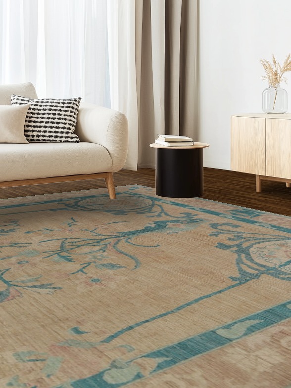Vegetable Dye Oushak Turkish Large Area Rug 10x14