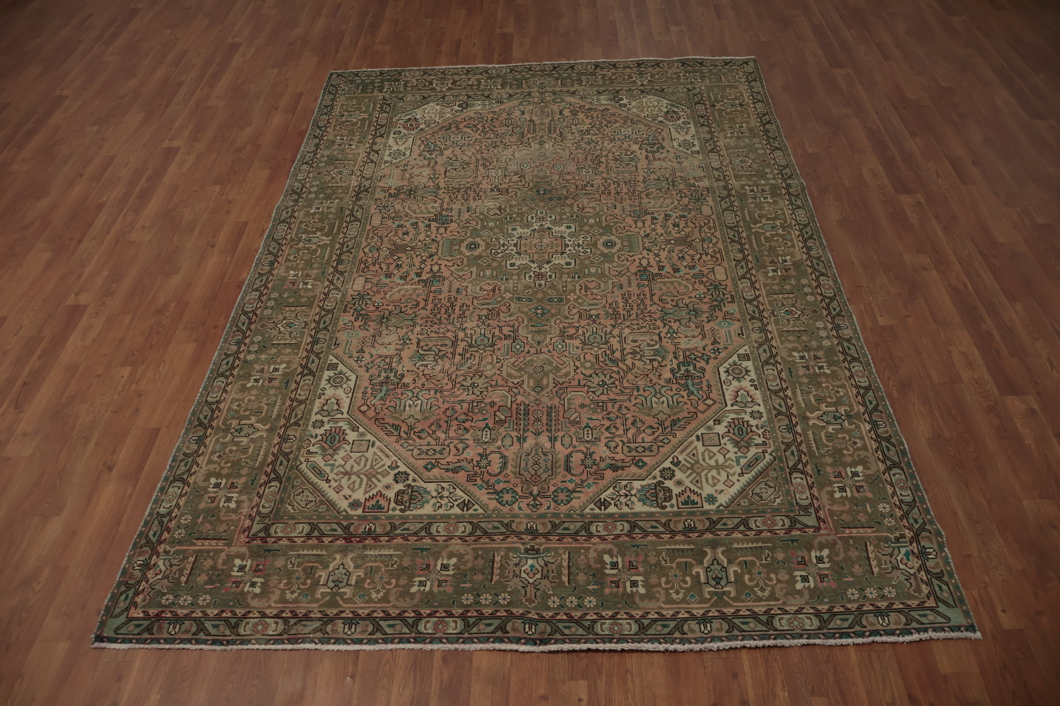Elegant Pink Tabriz Antique-Style Rug in Subtle Earthy Tones 6x9
